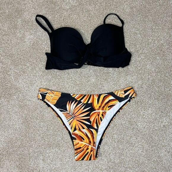 5- 3PCS Tropical Print Crisscross Bikini Set With Cover Up, Chic and Sexy, - Picture 6 of 13